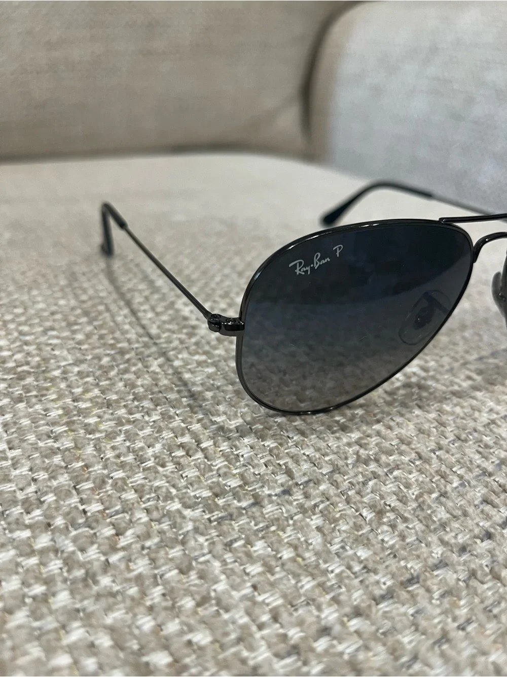 Ray-Ban Aviator Sunglasses Black Frame with Dark Blue Lenses